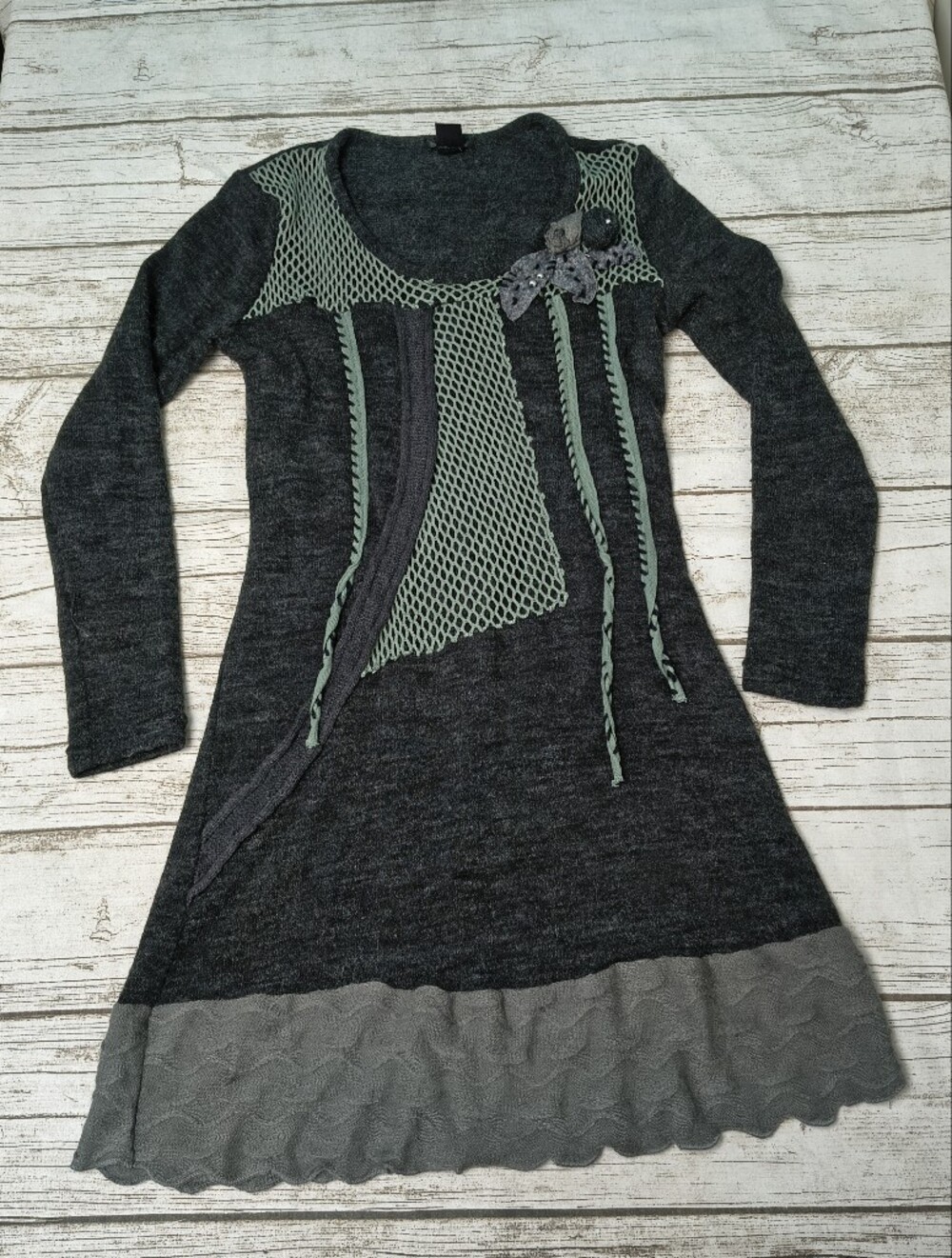 Alison Sheri Knit Dress Long Sleeve Boho Style Size XS